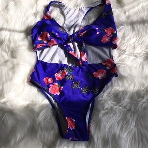 NWOT Floral high waisted one piece
